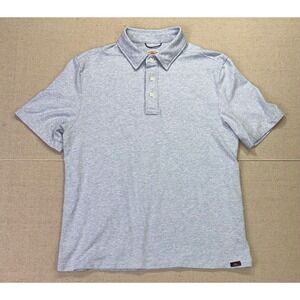 Faherty Brand Mens Small Short Sleeve Polo Shirt Light Blue Heathered